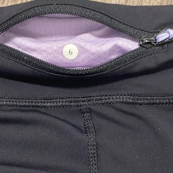 Lululemon Fast And Free Crop - Black / High Noon Dot Lilac - Picture 13 of 13